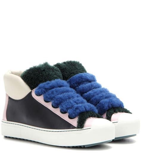 fendi low sneakers|fendi shearling trimmed sneakers.